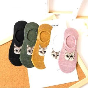 Kitty cat no show ankle sock bundle 5 pk